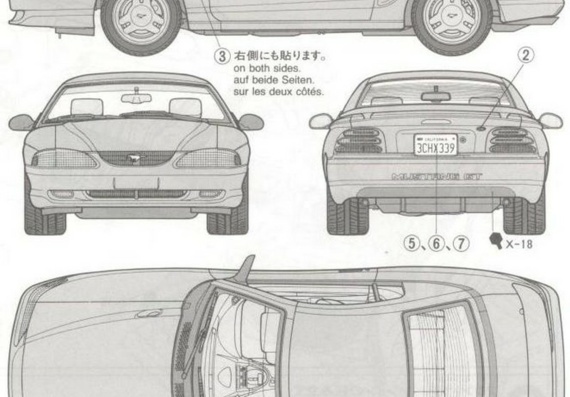 Ford Mustang GT Convertible (1994) (Форд Мустанг ГТ Конвертейбл (1994)) - чертежи (рисунки) автомобиля